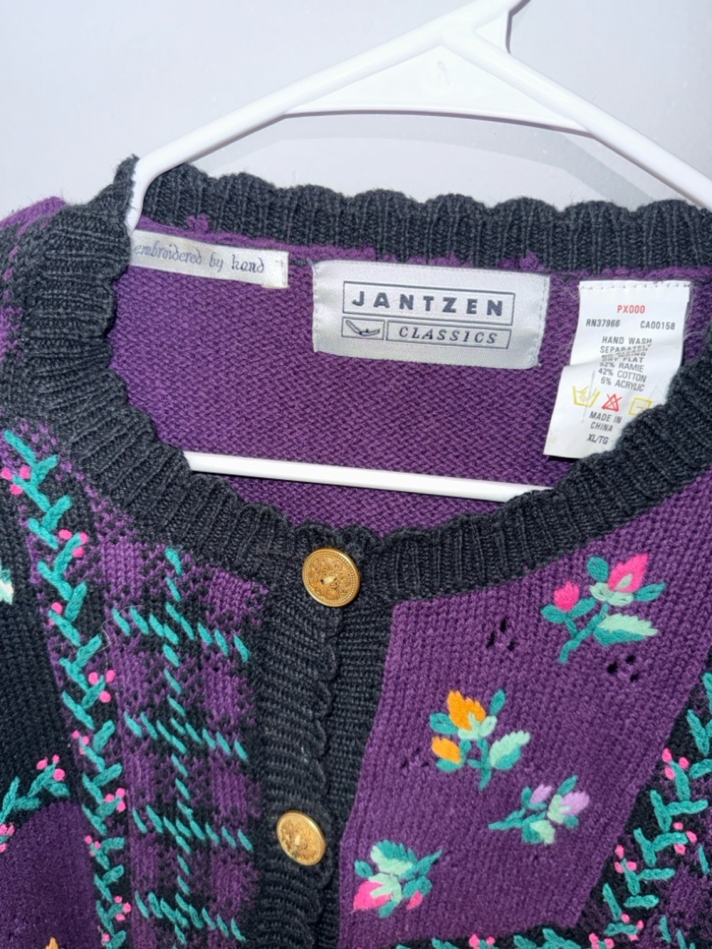 Jantzen Purple and Black Floral Patchwork Cardigan - Picture 4 of 10
